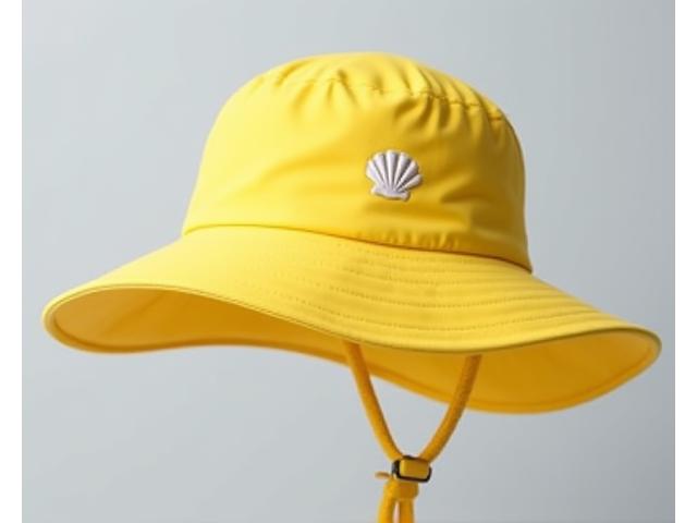 Adjustable sun hat for children with wide brim and chin strap in a vibrant color